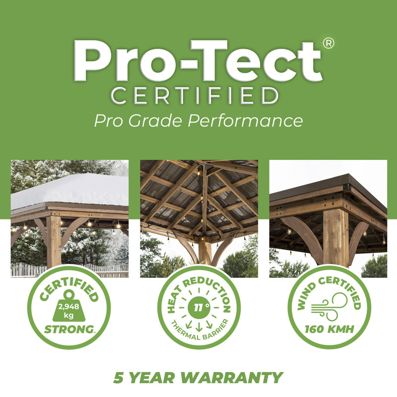 Backyard Discovery Barrington Cedar Patio Gazebo 4.8m x 3.6m (16ft x 12ft), 14ft x 10ft