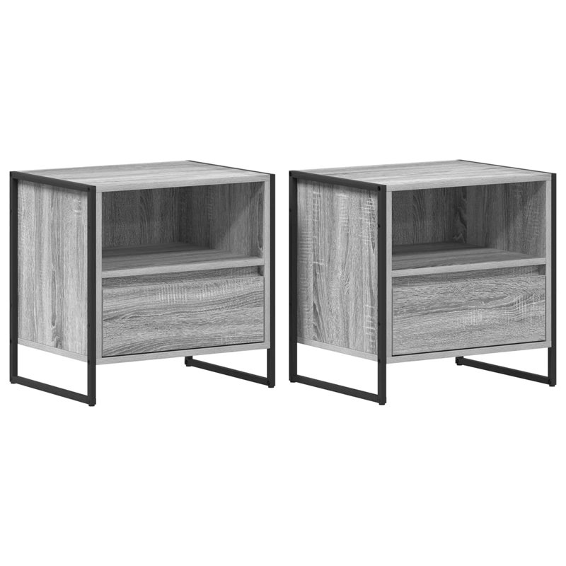 50cm W Manufactured Wood Bedside Table, Grey Sonoma