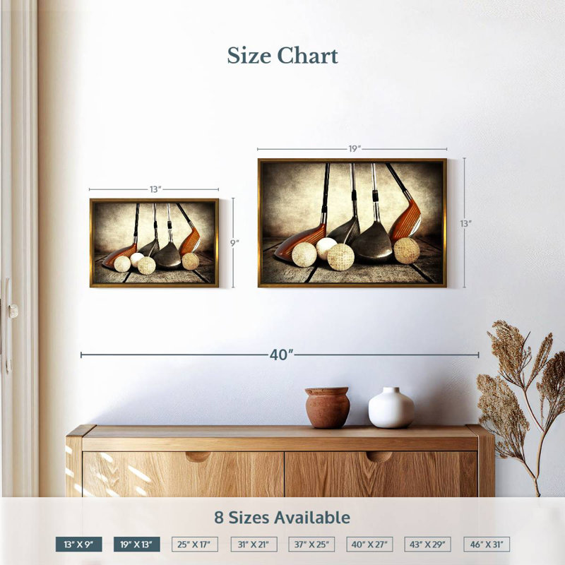 Golf Sets, 19" X 13", Floating Frame Gold