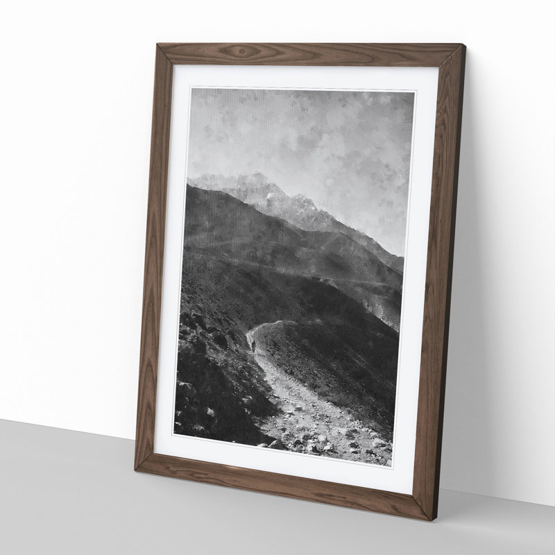 Pathway to the Mountain - Framed Print, 36cm H x 27cm W x 2cm D, Walnut Framed