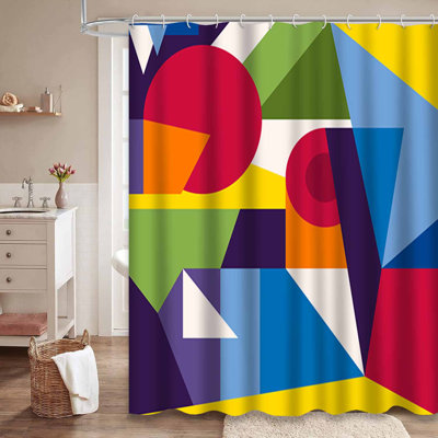 Rideau de douche à motif géométrique abstrait et imperméable avec 12 crochets
