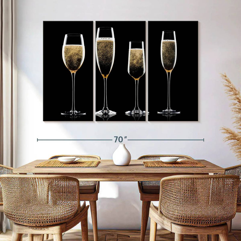 Yarlin Four Champagne Glasses, 42" H x 65" W