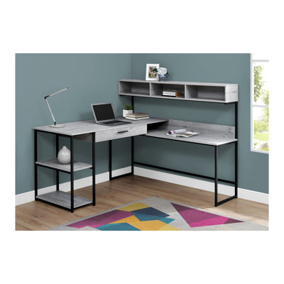 Bureau d'ordinateur, bureau personnel, coin, tiroirs de rangement, forme en L, travail, ordinateur portable, stratifié, métal, contemporain, moderne