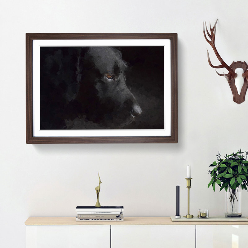 Black Labrador Retriever in Abstract - Picture Frame Graphic Art Print, Walnut Framed, 62cm H x 87cm W x 2cm D