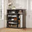 16 Pair Shoes Storage Cabinet, Entryway Shoe Cabinet with LED Light and Mirror-432770981