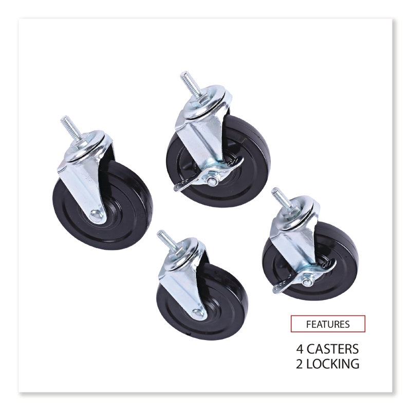 Gray and Black 4-Inch Wheel Casters for Wire Shelving, Set of 4