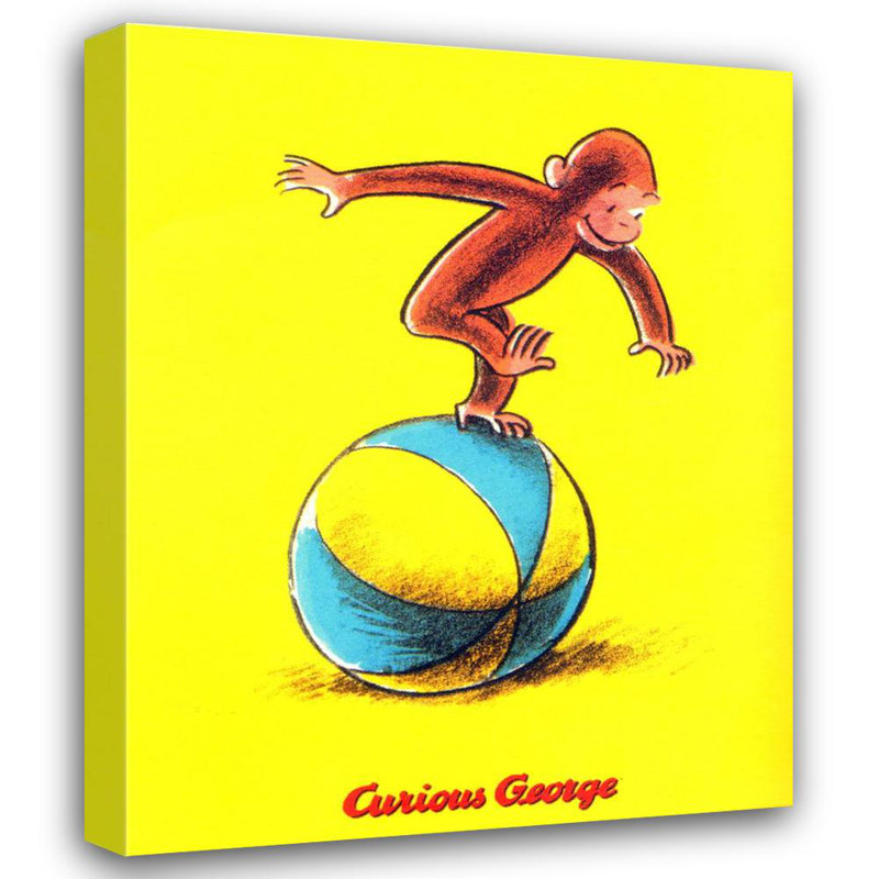 Curieux George joue sur une balle, H 24 po x l 19 po