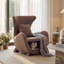 Chaise d'appoint moderne en polyester brun avec espace pour animaux de compagnie / rangement - capacité de 330 lb, chaise longue de salon, conception élégante et durable-1975259137