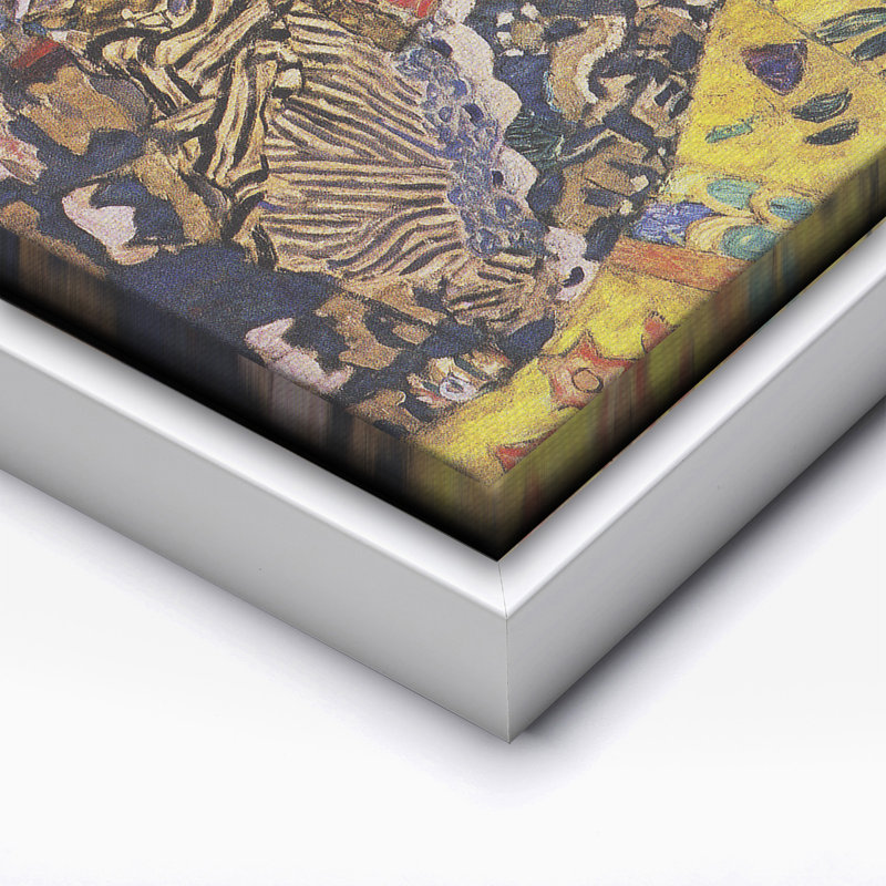 Gustav Klimt - Dame avec éventail n ° 1, H 24 po x l 32 po, Canevas, Encadrement blanc