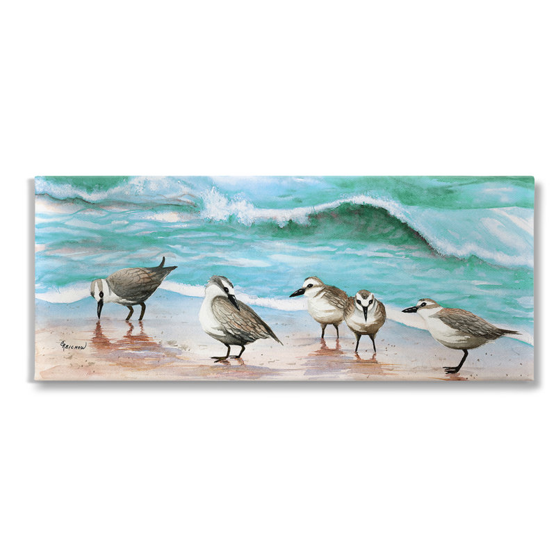 Art mural sur toile Sandpipers le long de la plage par Christine Reichow, H 17 po x l 40 po