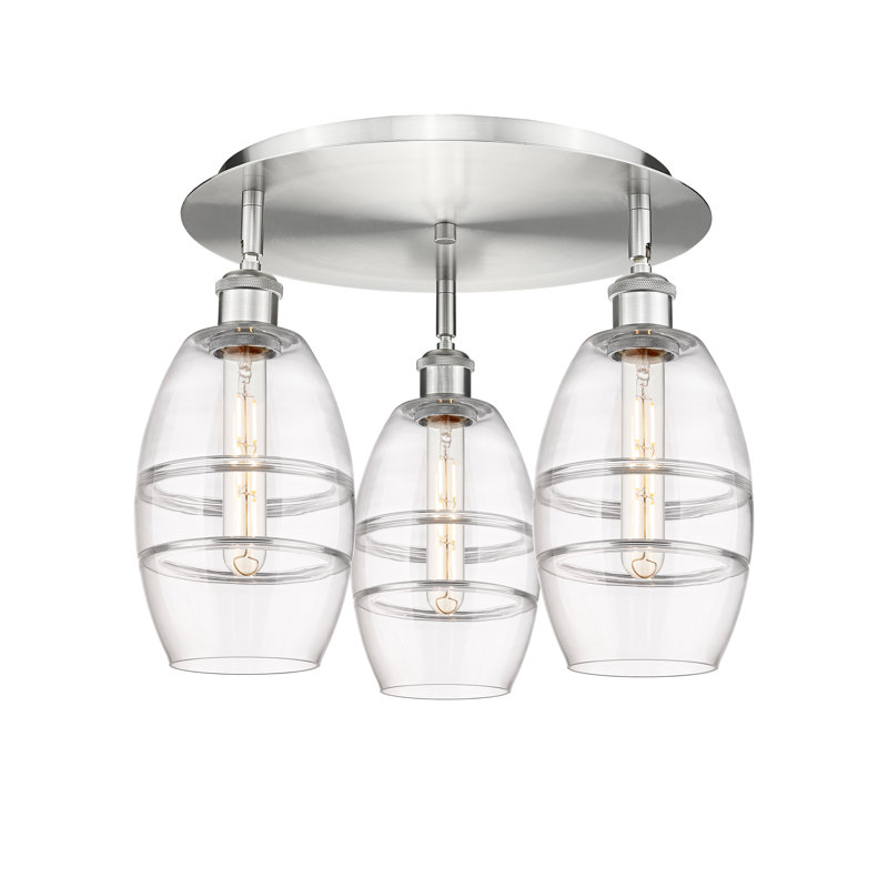Plafonnier encastré Dundrod, Nickel satiné, H 9,13 po x l 17,63 po x P 17,63 po, Transparent