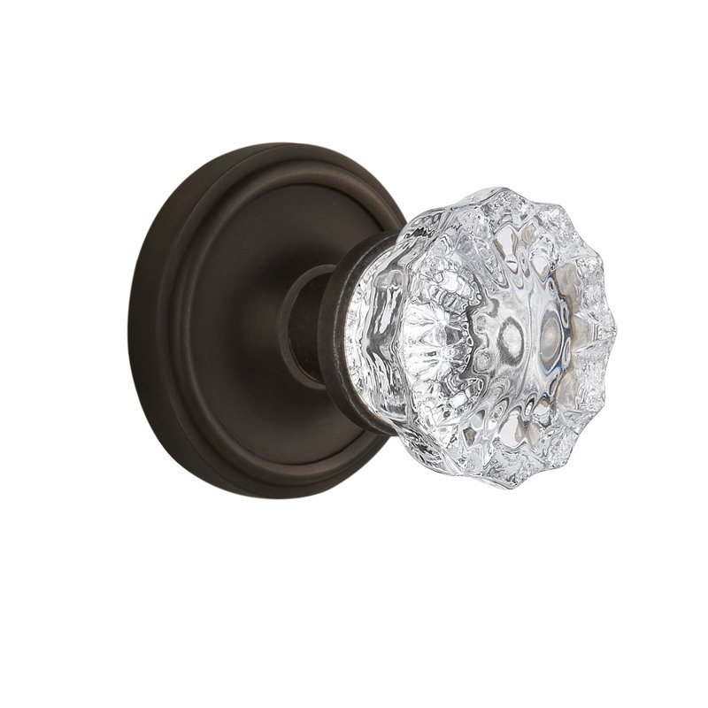 Classic Rosette with Crystal Door Knob, Oil-Rubbed Bronze