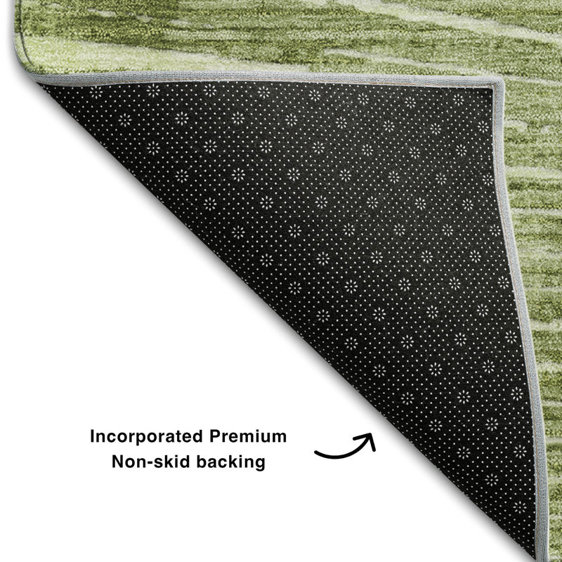 Sage Starburst Rectangular Washable Synthetic Rug 2'6" x 3'10"
