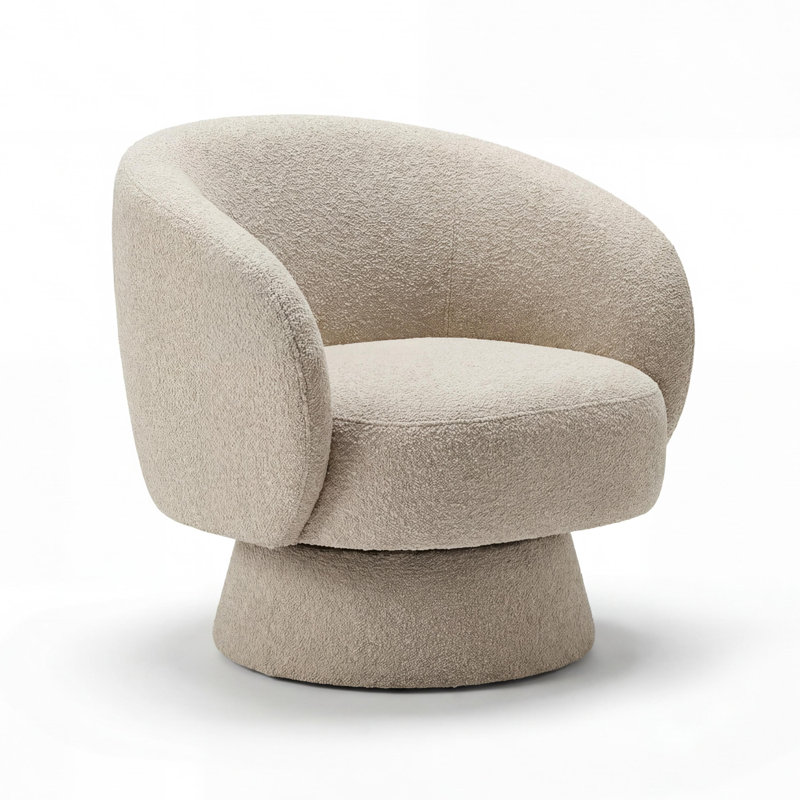 Upholstered Fabric Accent Chair, Beige