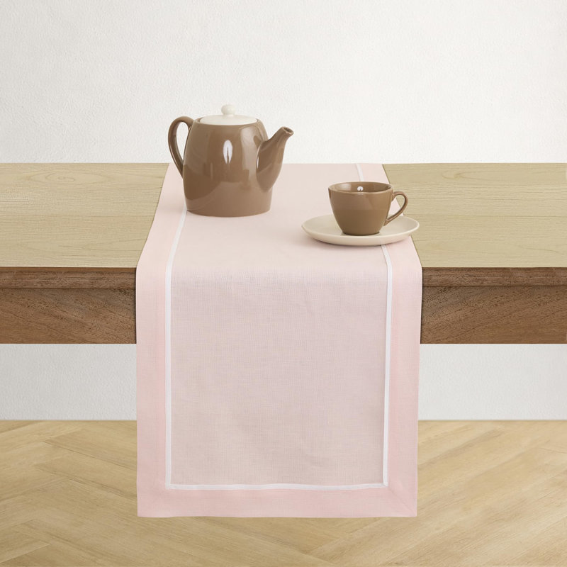 100% Pure Linen Table Runner -kensington, Pink, 72" x 14"