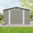 Outdoor Storage Shed 10×14 FT With 3 Lockable Doors,4 Air Vents & Sloped Roof,Utility Tool Shed Metal Storage Garden Sheds  Frame And 4 Vents,For Backyard,Patio,Lawn,Light Grey-124356796-124356797