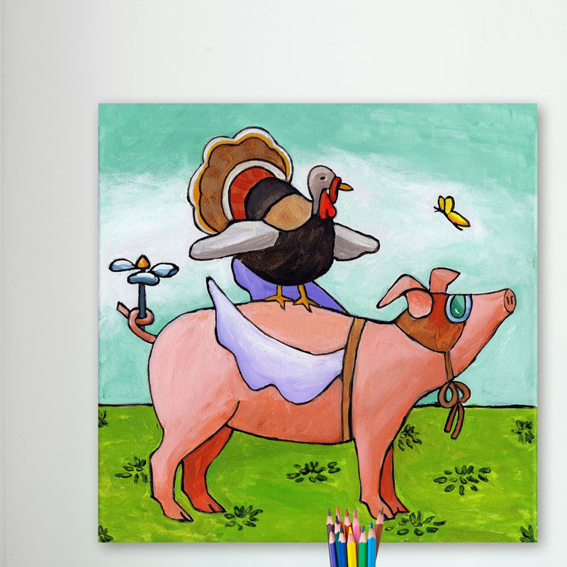 «Tom's Herculean Task» par Janet Nelson, reproduction sur toile tendue, H 32 po x l 32 po x P 1,5 po