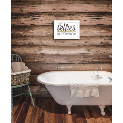 "No Selfies In The Bathroom" By Marla Rae, Ready To Hang Framed Print, White Frame