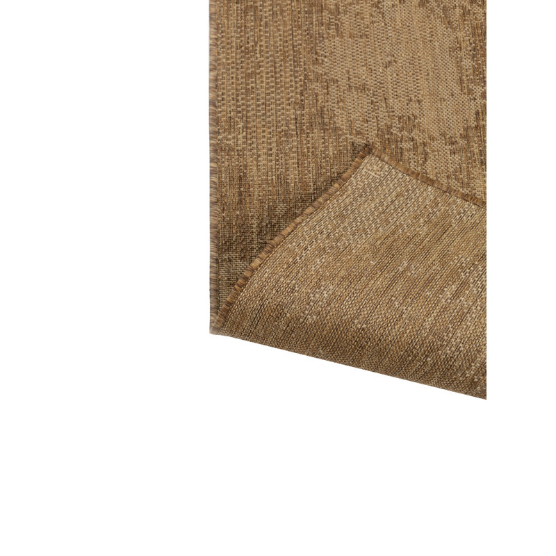 Neutral Brown and Beige Synthetic Flat Woven Rectangular Rug