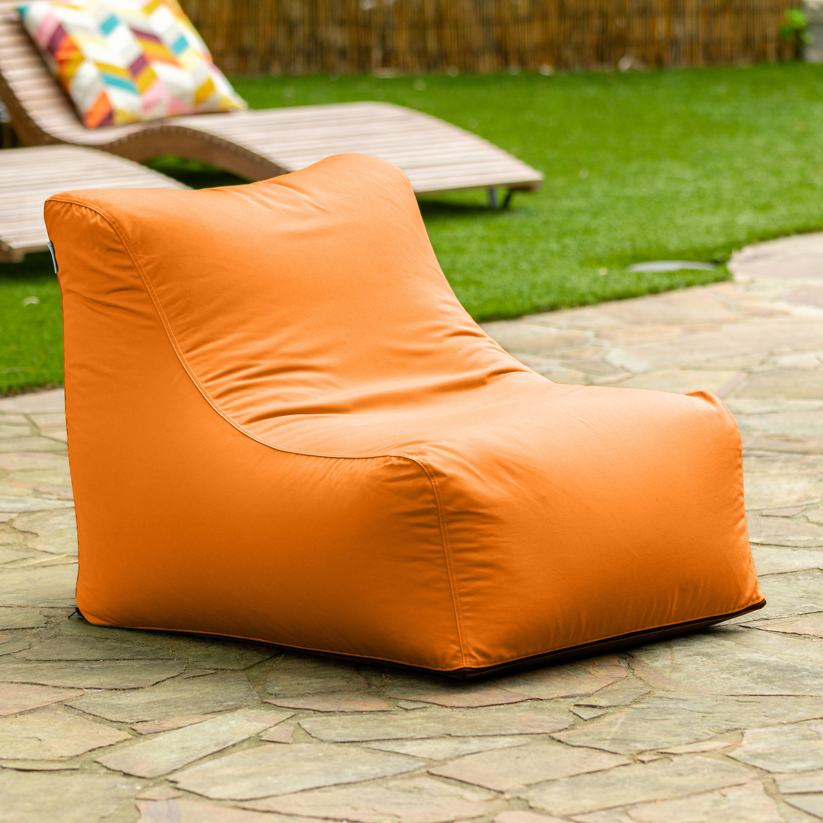 Ponce Outdoor Bean Bag Chair, Tangerine Sunbrella