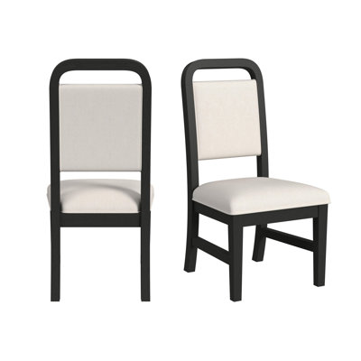 Mashad Dining Side Chair with White Fabric in Black with Grain (2 Per Carton)