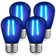Luxrite S14 Edison LED Blue Light Bulb 0.5W Coloured LED Bulbs For Outdoor String Lights UL Listed E26 Base Indoor Outdoor 4 Pack