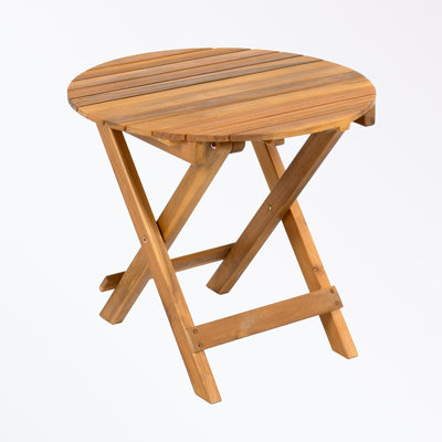Round Acacia Solid Wood Extendable Outdoor Side Table , 17.75 " W 17.75 " D