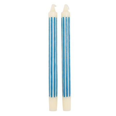 Unscented Horizontal-Striped Taper Candles In Box