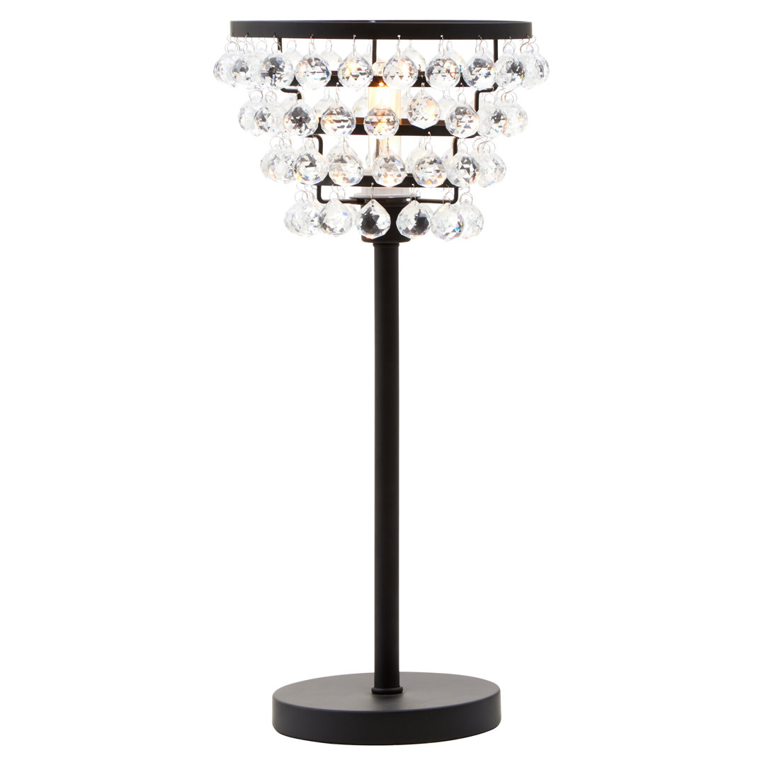 Hutchinson Clear Crystal Table Lamp with Black Metal