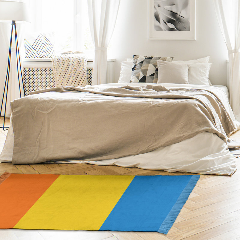Tapis orange rayé/jaune/bleu Miami, Oui