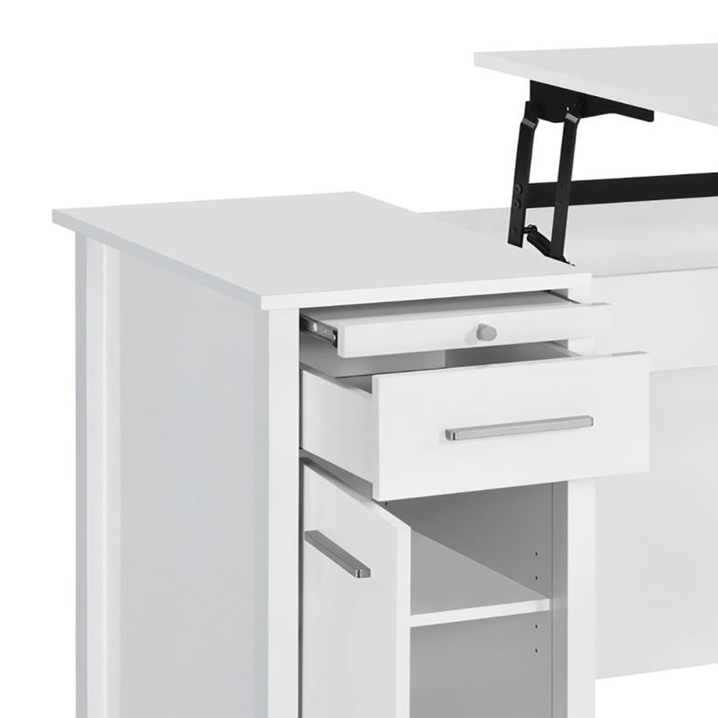 59.6'' W Height Adjustable Rectangle Writing Desk, White