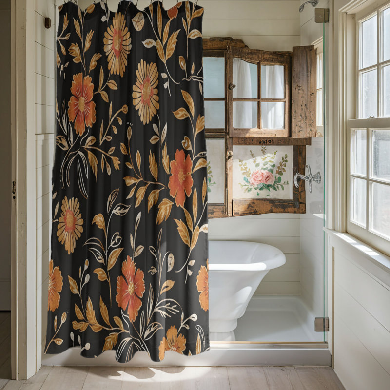 Tissu floral - Rideau de douche Premium, H 74 po x l 71 po