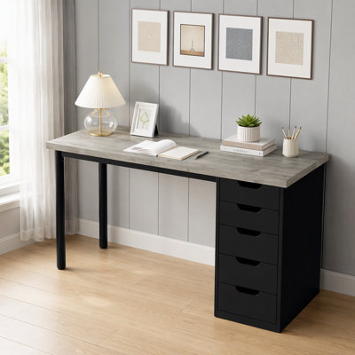 47" Computer Desk with 5 Drawers