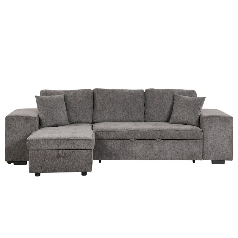 Upholstered Sectional Right Hand Facing, Charcoal Gray Chenille 1, Right Hand Facing