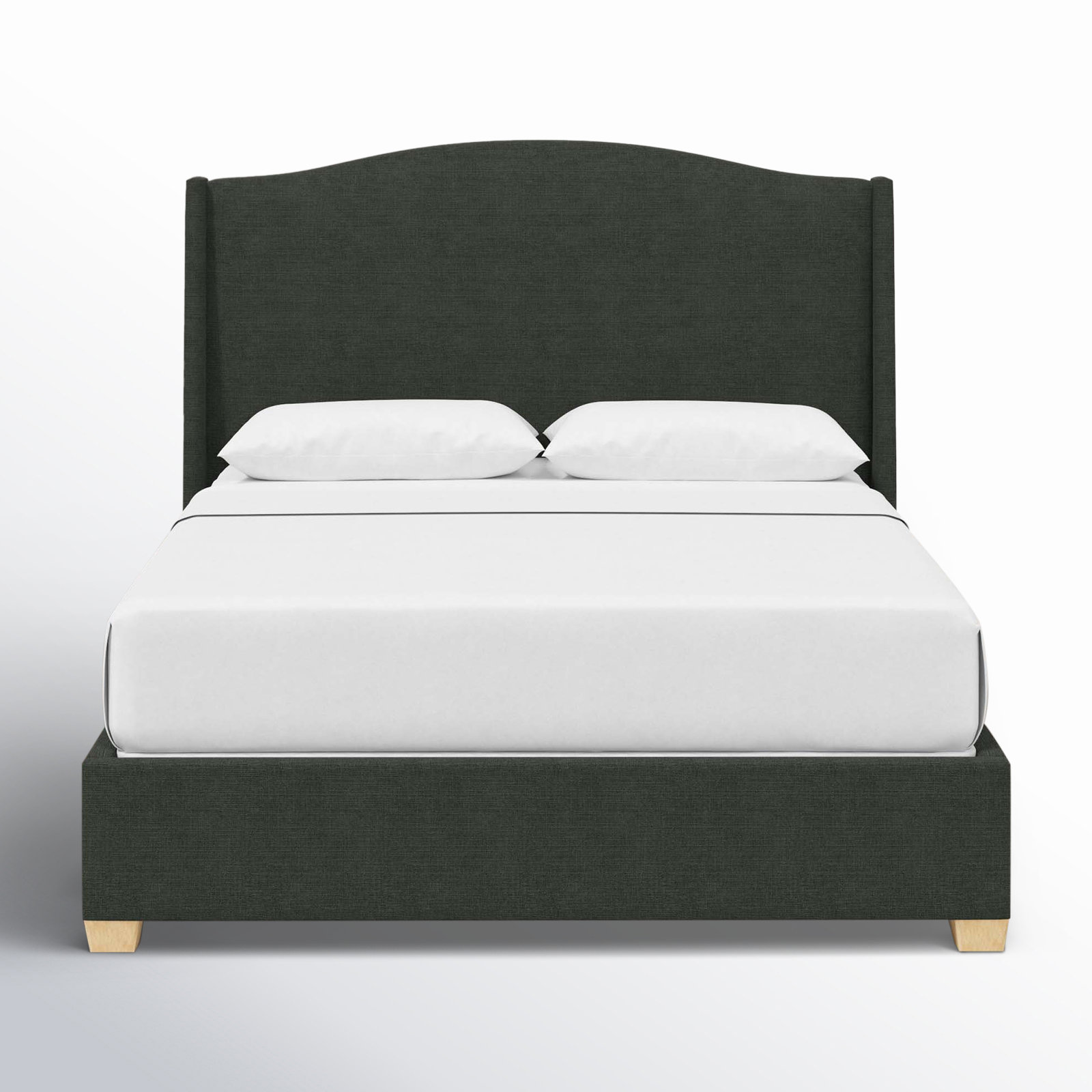 Allis Wingback Platform Bed, King, Classic Black Linen