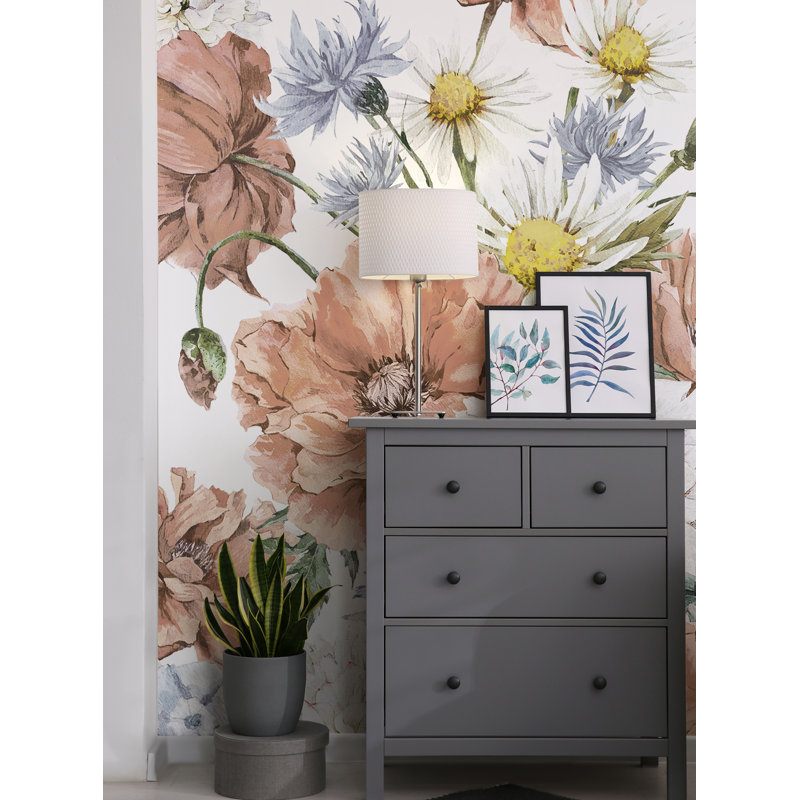 Panneau de papier peint auto-adhésif Meadow, L 96 po x l 96 po, bleu