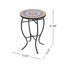 Table d'appoint d'extérieur ronde en mosaïque avec plateau en céramique et base en fer, rouge et noir
