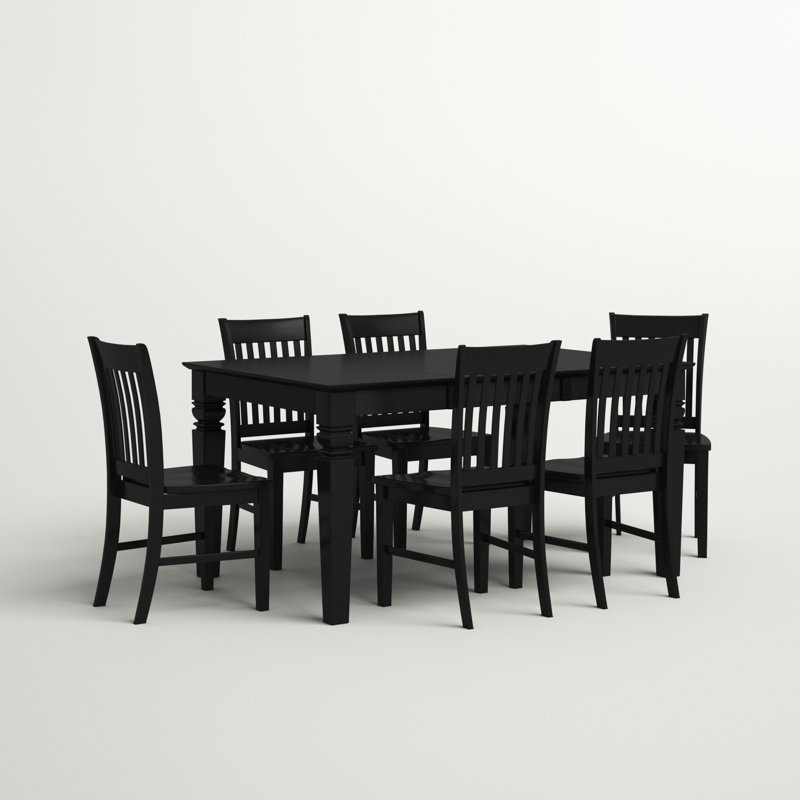 Ensemble de table de salle à manger 7 pièces 7 pièces Modernes, Noir