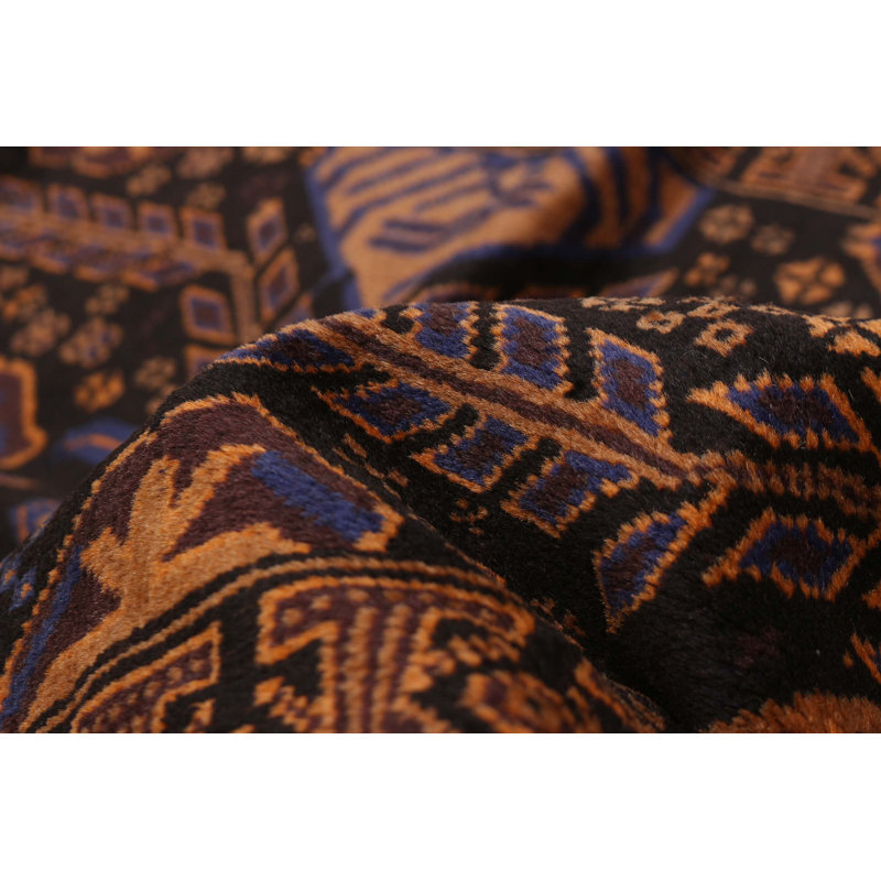 Teimani Black, Brown Rug 3'7" x 7'0"