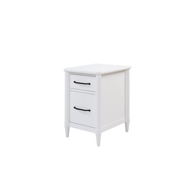Classeur blanc à 2 tiroirs avec placages blancs pour la construction et la finition élégante de grain de bois, tiroirs spacieux de format lettre, classeurs légaux, glissières à roulement lisse, quincaillerie en métal élégant, pieds fuselés