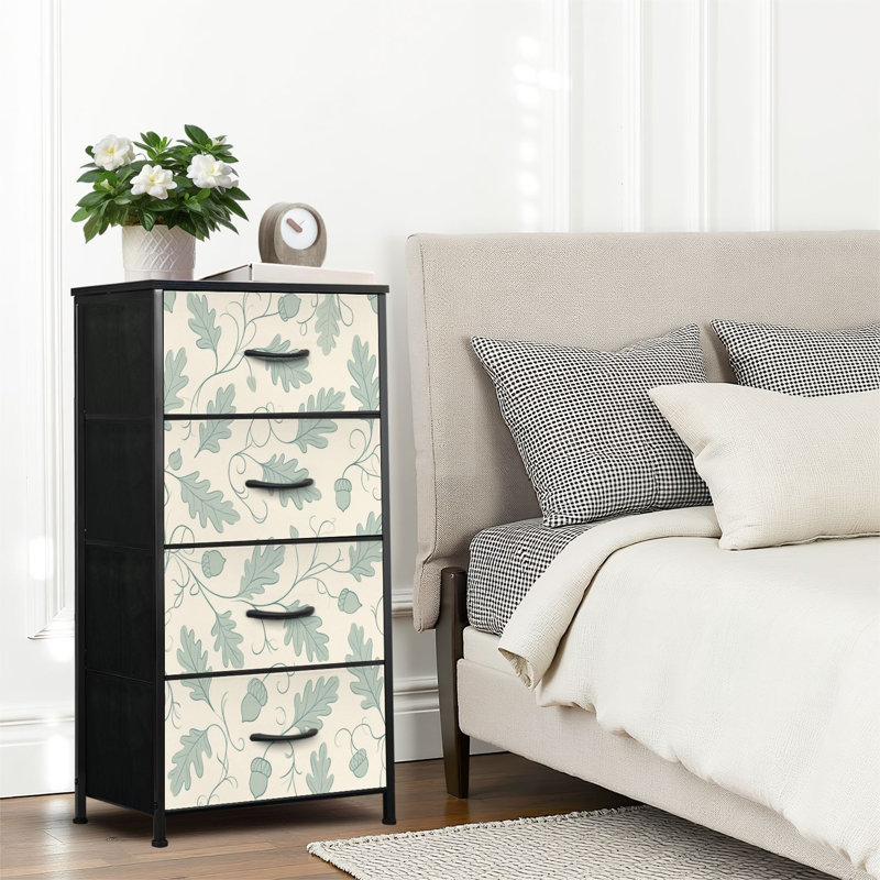 4 Drawer Dresser for Bedroom, Narrow Chest of Drawers, Wooden Top and Study Iron Frame 18"x37.5"-(WxH)