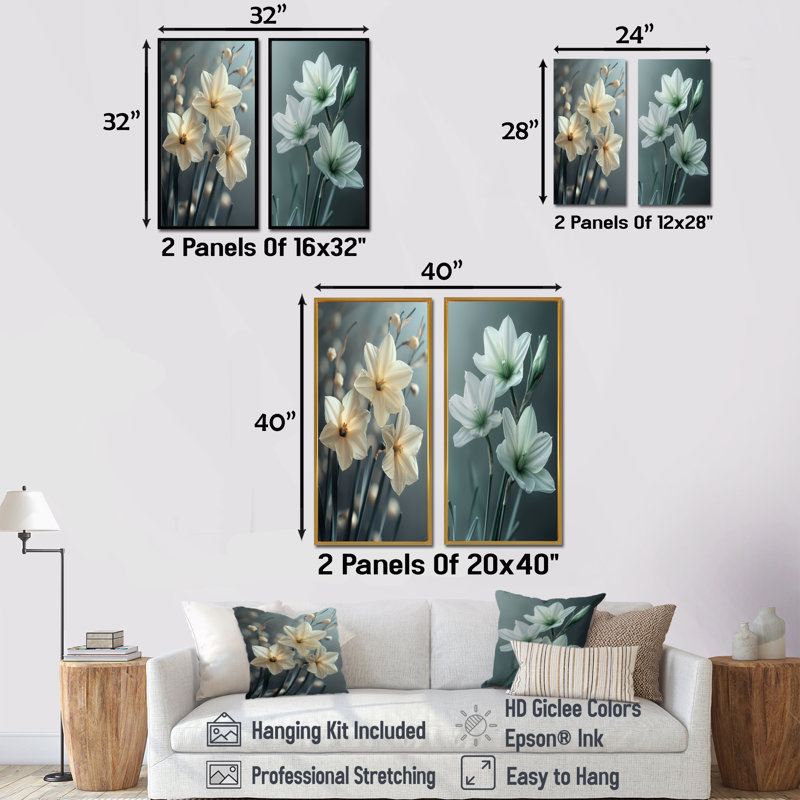 Gouveia - Ensemble de 2 jonquilles murales, Brun, H 28 po x l 24 po, Impression encadrée