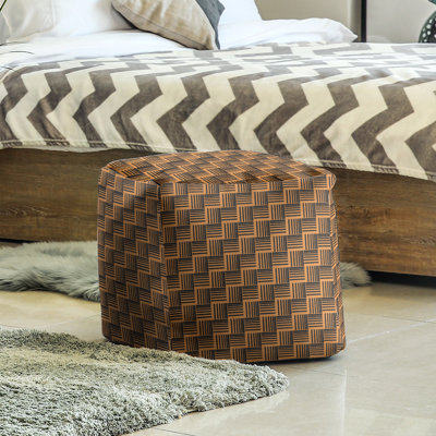Repose-pieds cubique à rayures classic basketweave
