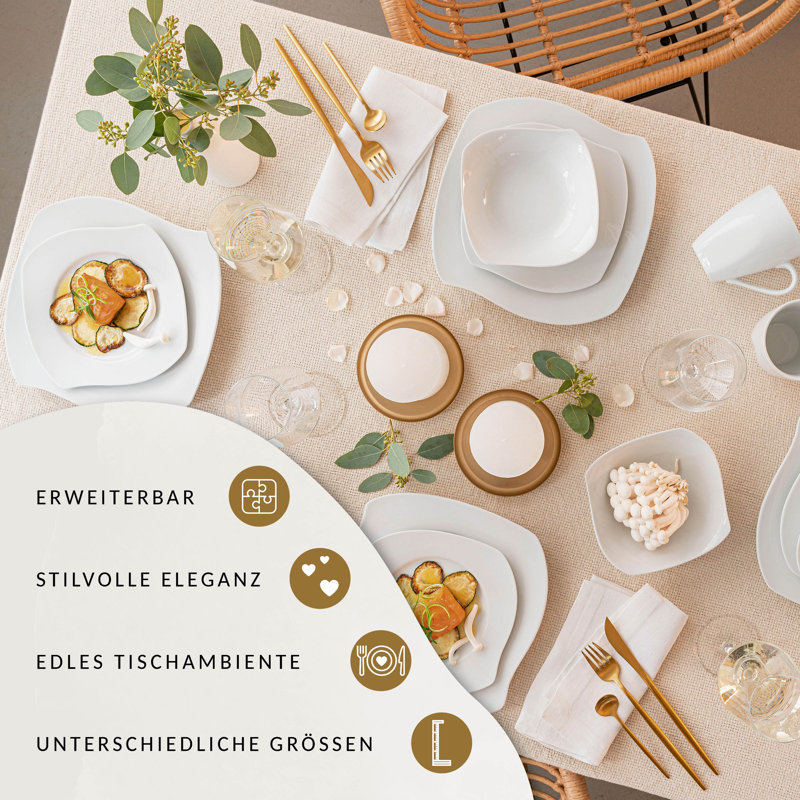 Amolika 18 Piece Bone China Dinnerware Set, Service for 6