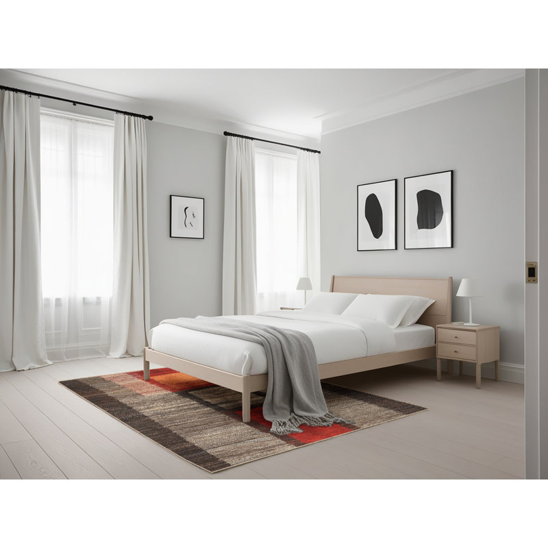 Tapis beige/brun/rouge contemporain, Rectangle 5 pi x 7 pi