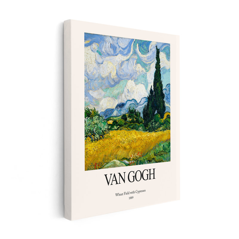 Van Gogh - Champ de blé avec cyprès No3, Sans cadre, Canevas, H 16 po x l 20 po