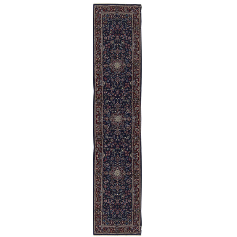 Hand-Knotted High-Quality Navy Runner