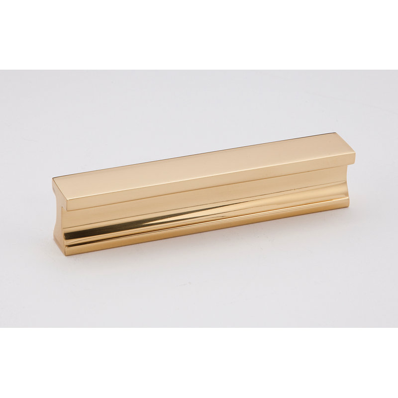 Polished Brass Modern Recessed Cabinet Pull with Mounting Hardware