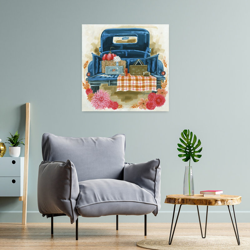 Art contemporain de pique-nique avec camion, H 24 po x l 24 po