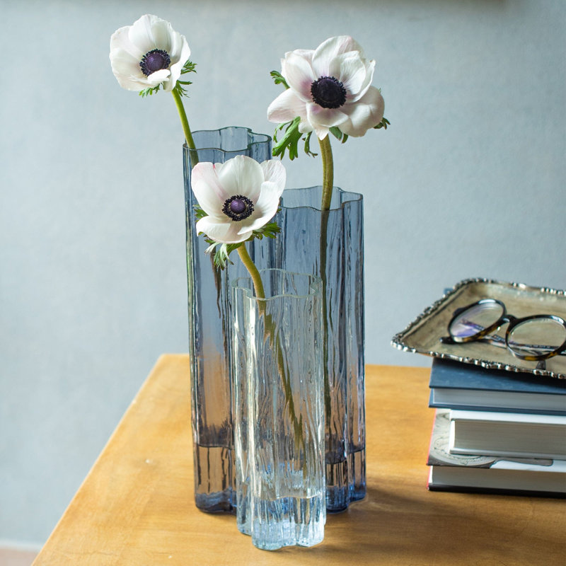 Flora Handmade Glass Table Vase, Gray